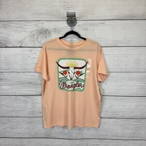 Wrangler Retro Women's Peach Western Graphic Short Sleeve Tee Size XL